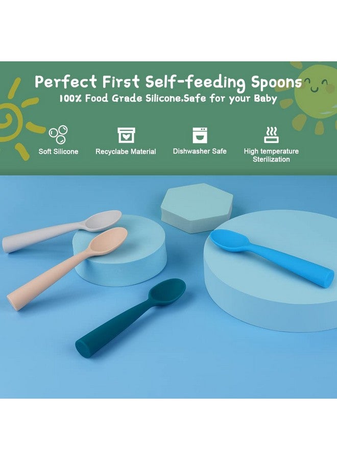 Vicloon 7 Pack Silicone Baby Feeding Spoons Best First Stage Baby Infant Spoons Bpafree Self Feeding Baby Utensils Baby Spoons Training Spoon Gift Set For Infant  - Image 4