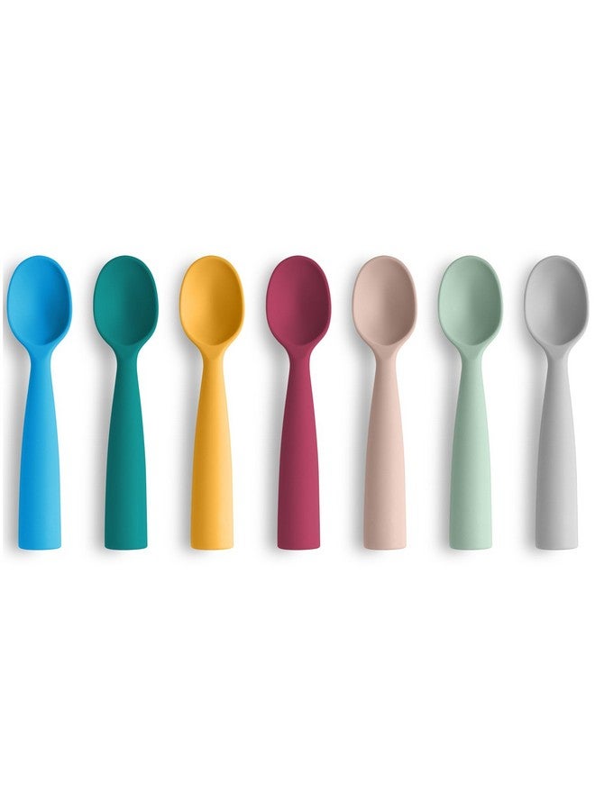 Vicloon 7 Pack Silicone Baby Feeding Spoons Best First Stage Baby Infant Spoons Bpafree Self Feeding Baby Utensils Baby Spoons Training Spoon Gift Set For Infant  - Image 2