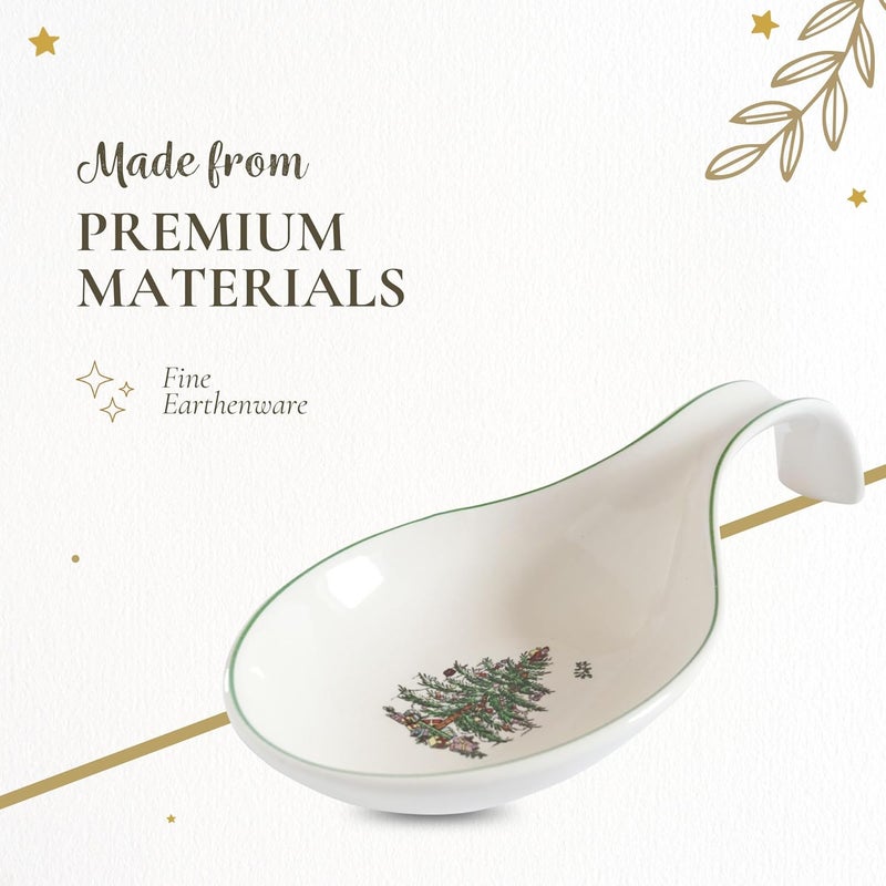 Spode Christmas Tree Spoon Rest, 12-Inch Festive Cooking Utensil Rest, Christmas Spatula & Ladle Holder for Kitchen Countertop, Fine Earthenware, Dishwasher Safe Holiday Kitchen Accessory - Image 3