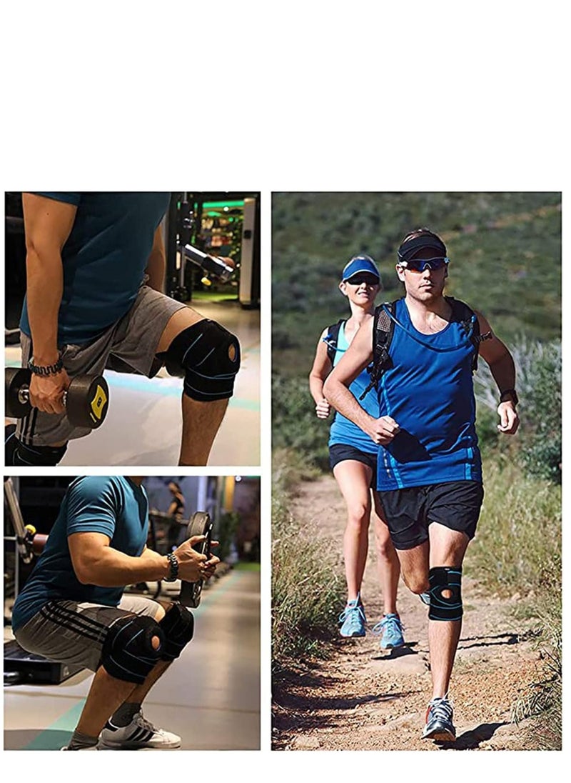 KASTWAVE - Knee Support Brace Open-Patella Gel Pads Knee Brace Side Stabilizers Adjustable and Breathable Knee Supports, Joint Pain Relief Injury Recovery for Men and Women Blue(1 piece) - Image 1