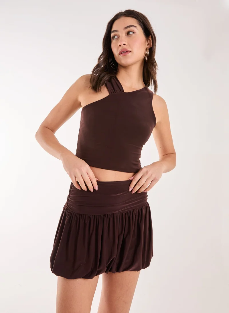 بينك فانيلا Asymmetric Strap Crop Top