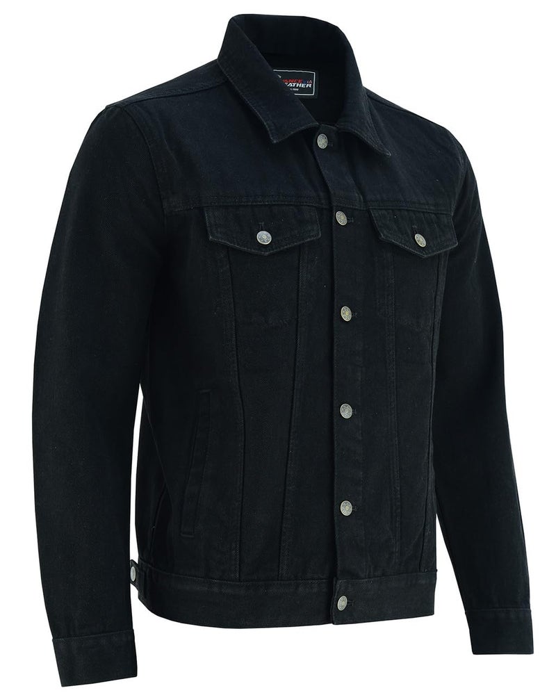 Vance Leather Vance VB510BK Men's Black Heavy Duty Trucker Denim Button Front Motorcycle Jacket (Black, XL) - Image 2
