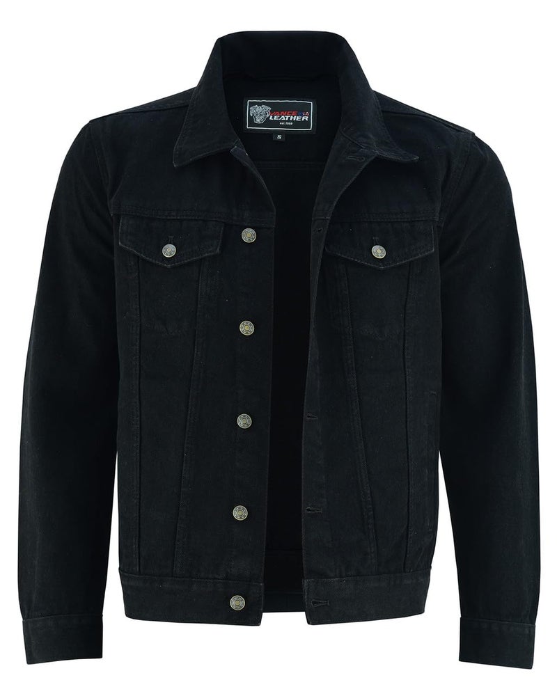 Vance Leather Vance VB510BK Men's Black Heavy Duty Trucker Denim Button Front Motorcycle Jacket (Black, XL) - Image 1