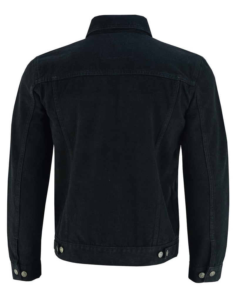 Vance Leather Vance VB510BK Men's Black Heavy Duty Trucker Denim Button Front Motorcycle Jacket (Black, XL) - Image 4