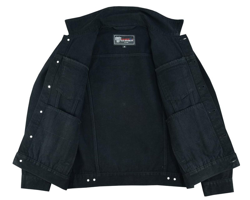 Vance Leather Vance VB510BK Men's Black Heavy Duty Trucker Denim Button Front Motorcycle Jacket (Black, XL) - Image 5