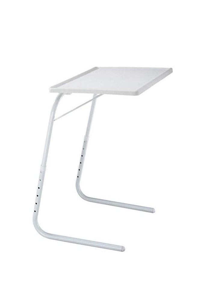 RDN - Plastic Table Mate Folding Portable TV Tray Laptop Desk Adjustable Height Tilt Angle Multi Function for Sofa Couch Bed Reading Working Eating White - Image 1
