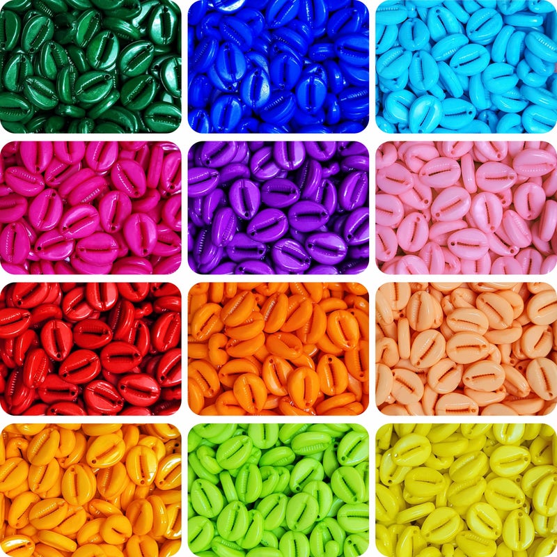 INDIKONB Multicolour Shell Cowrie Shape | Beach Theme Acrylic Cawri | Kodi Beads for Craft | Multicolor Acrylic Cowrie | Beach Party Kauri | Cowrie Shells Charms | 600 Pieces - Image 5