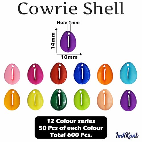 INDIKONB Multicolour Shell Cowrie Shape | Beach Theme Acrylic Cawri | Kodi Beads for Craft | Multicolor Acrylic Cowrie | Beach Party Kauri | Cowrie Shells Charms | 600 Pieces - Image 2