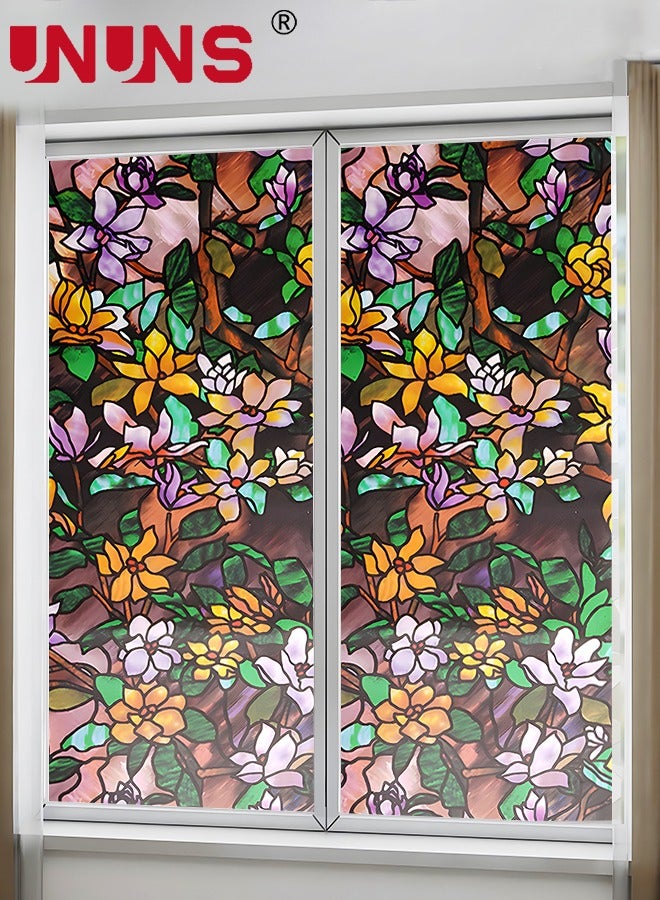 UNUNS 2-Roll PVC Glass Window Stickers,Waterproof Summer Magnolia Window Privacy Film,Static Non-Adhesive Glass Film Decorative,45x100x2cm  - Image 4