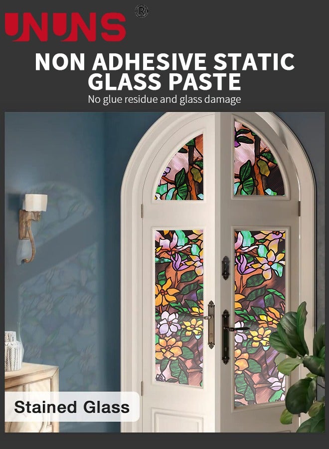 UNUNS 2-Roll PVC Glass Window Stickers,Waterproof Summer Magnolia Window Privacy Film,Static Non-Adhesive Glass Film Decorative,45x100x2cm  - Image 5