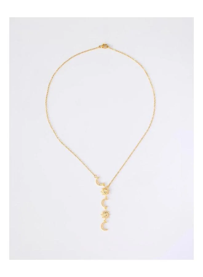 Gold-Colored Sun and Moon Model Y Necklace.
