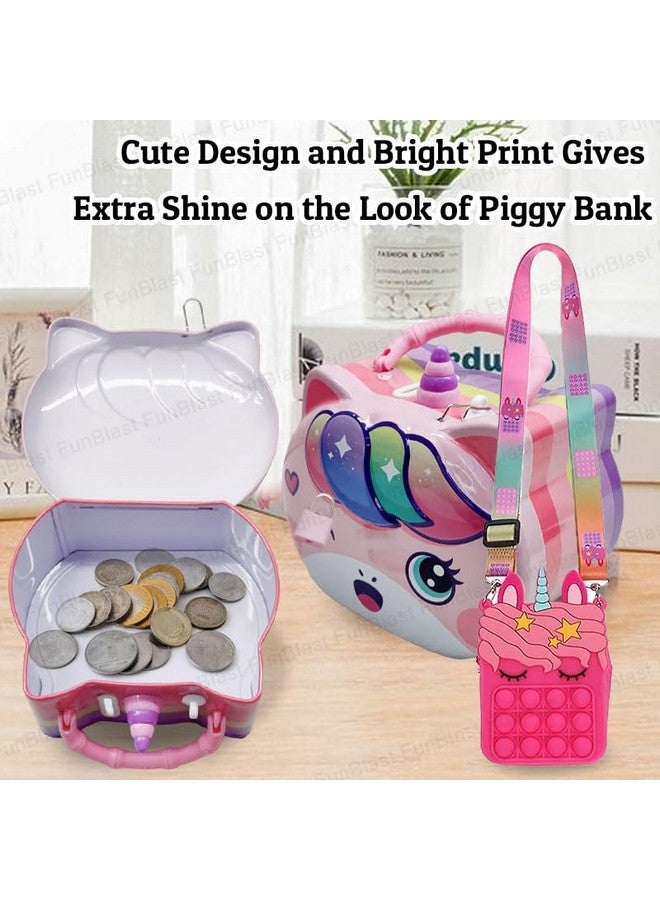 فنبلاست حقيبة يد فن بلاست يونيكورن بوب إت مع صندوق عملات يونيكورن للأطفال - محفظة بوب إت للبنات، ألعاب تخفيف التوتر، حقيبة بوب إت للبنات، بنك نقود على شكل لعبة كرتونية للأطفال، (عبوة من قطعتين؛ لون عشوائي) - Image 4
