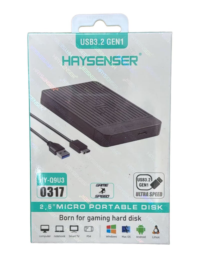 Haysenser 2.5" Micro Portable SATA to USB Case – USB 3.2 Gen 1, Ultra-Fast Speed - Image 1