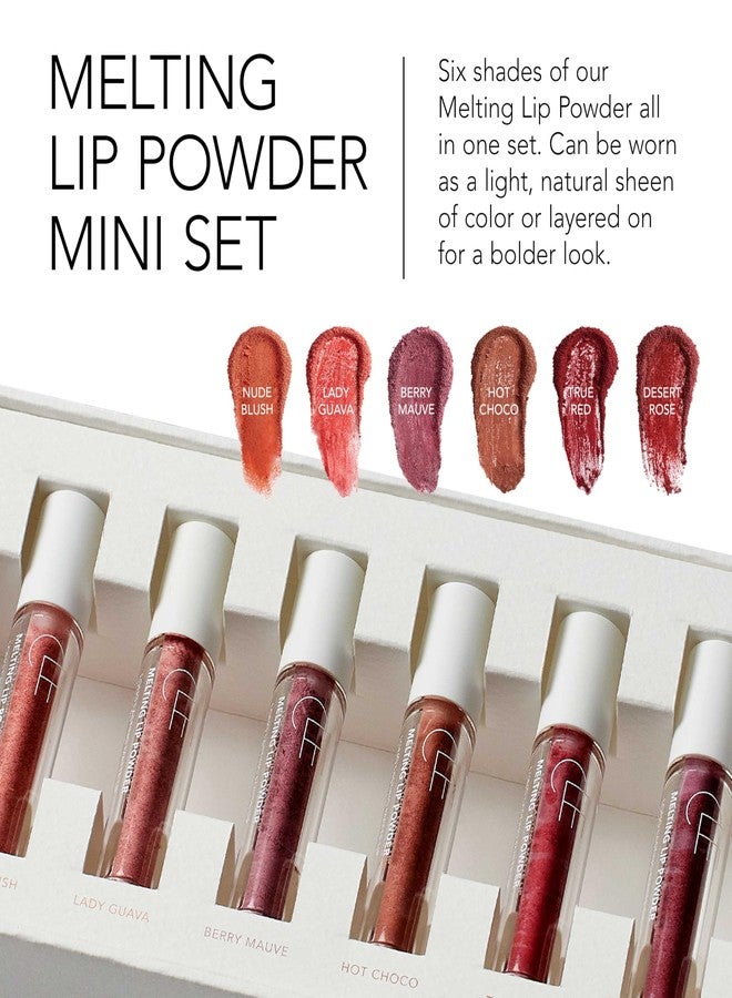 CLE Cosmetics Melting Lip Powder Mini Set of 6 - Lip Tint (Vegan, Cruelty Free, Paraben-Free) with Long-Lasting, Weightless Lip Stain, Usable on Lips, Eyes and Cheeks, Matte Finish, Travel Size - Image 2