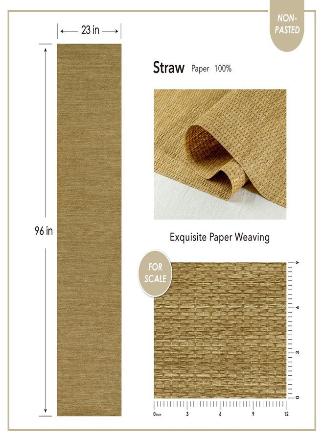 GoDear Design Textured Wallpaper, Wall Covering Fabric, Brwon Contact Paper, 23" W x 96" L, Non-Pasted Paper, Straw - Image 4