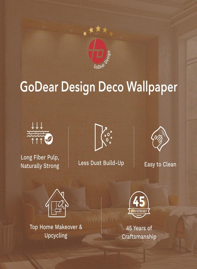 GoDear Design Textured Wallpaper, Wall Covering Fabric, Brwon Contact Paper, 23" W x 96" L, Non-Pasted Paper, Straw - Image 5