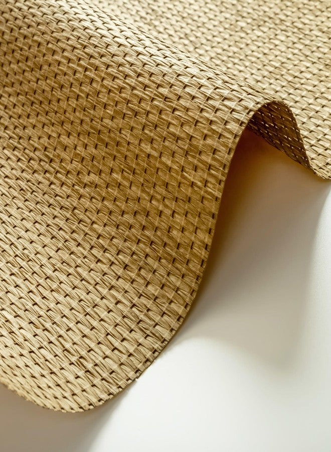 GoDear Design Textured Wallpaper, Wall Covering Fabric, Brwon Contact Paper, 23" W x 96" L, Non-Pasted Paper, Straw - Image 1