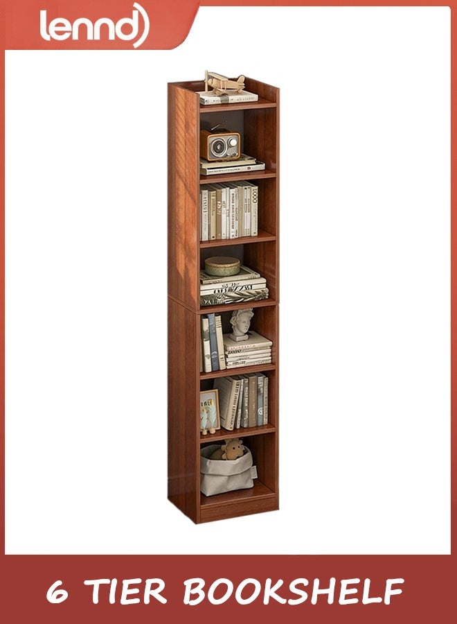 لينند رف كتب، 6 أرفف كتب مكعبة، خزانة كتب مع رف مفتوح، 180 × 30 × 24 سم، لغرفة المعيشة، غرفة النوم، المكتب المنزلي، خشب أسود - Image 2