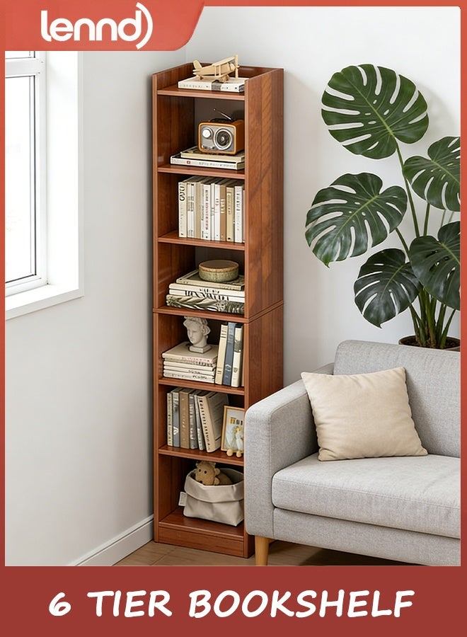 لينند رف كتب، 6 أرفف كتب مكعبة، خزانة كتب مع رف مفتوح، 180 × 30 × 24 سم، لغرفة المعيشة، غرفة النوم، المكتب المنزلي، خشب أسود - Image 1