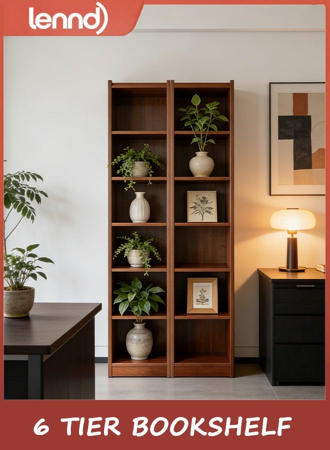 لينند رف كتب، 6 أرفف كتب مكعبة، خزانة كتب مع رف مفتوح، 180 × 30 × 24 سم، لغرفة المعيشة، غرفة النوم، المكتب المنزلي، خشب أسود - Image 4