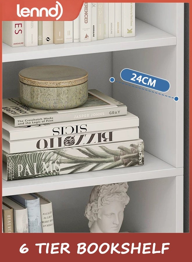 لينند رف كتب، 6 أرفف كتب مكعبة، خزانة كتب مع رف مفتوح، 180 × 30 × 24 سم، لغرفة المعيشة، غرفة النوم، المكتب المنزلي، خشب أسود - Image 5