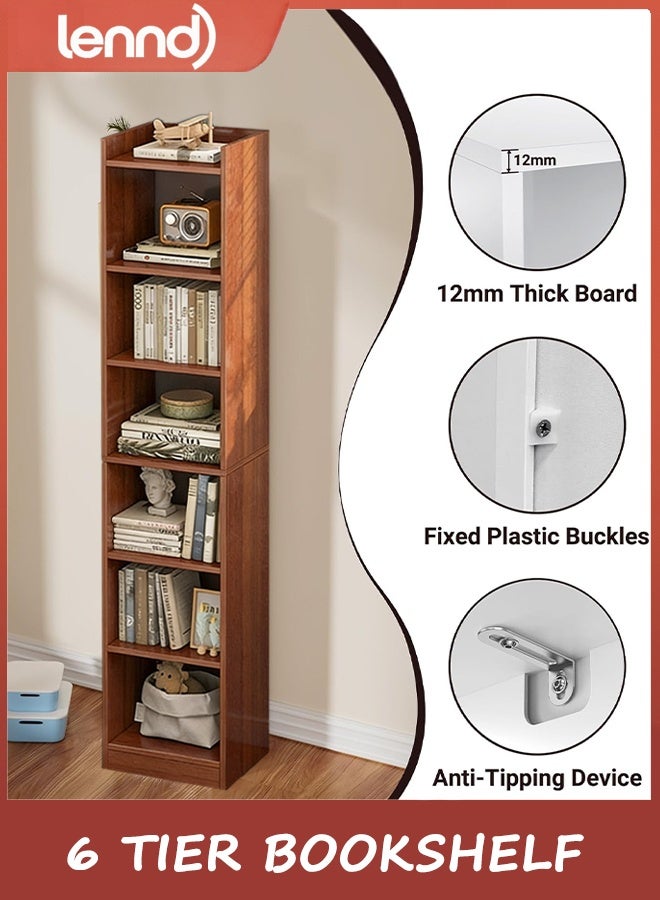 لينند رف كتب، 6 أرفف كتب مكعبة، خزانة كتب مع رف مفتوح، 180 × 30 × 24 سم، لغرفة المعيشة، غرفة النوم، المكتب المنزلي، خشب أسود - Image 3