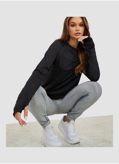 Styli Thumbhole & Tonal Piping Detail Long Sleeve Active Top  - Image 3
