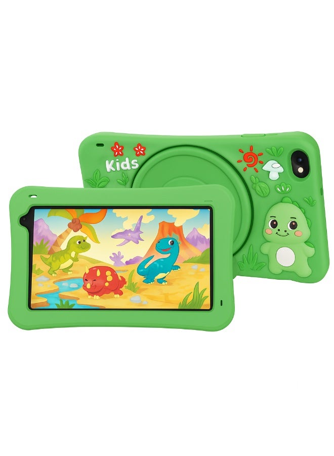 MODIO TAB Modio M796 Kids Tablet – 7 Inch HD Display, Android 13, 6GB RAM + 256GB Storage, 4000mAh Battery, Dual Camera, Single SIM, Cartoon Silicone Case (Green) - Image 1