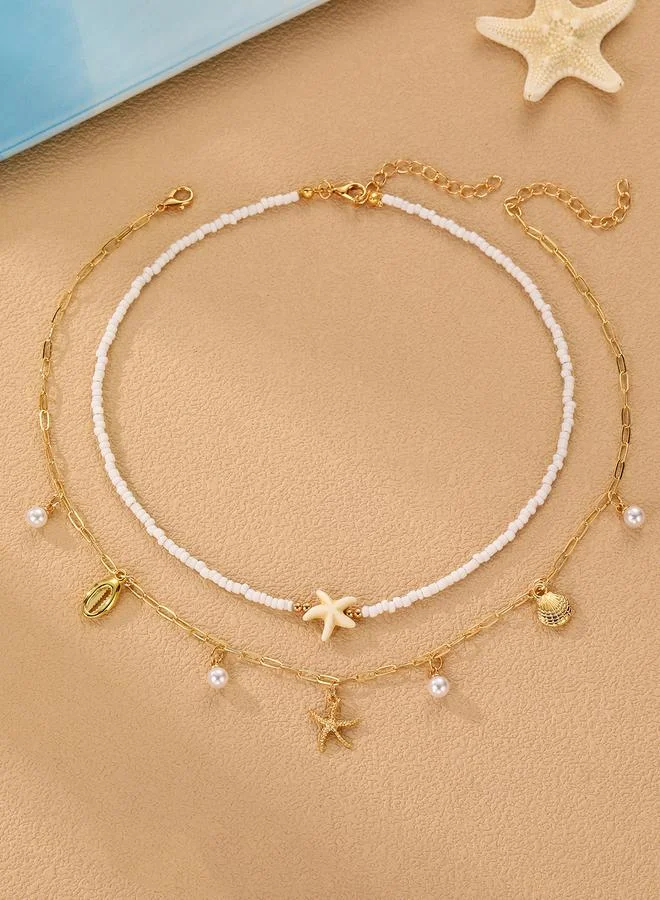 Take Two Pack of 2 - Osean Charms Gold Plated Necklaces