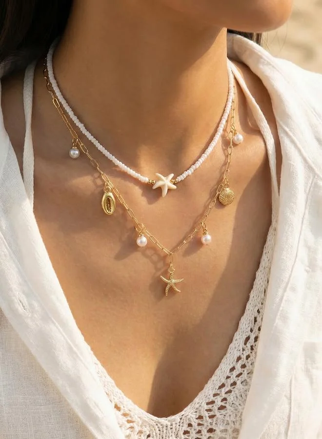 Take Two Pack of 2 - Osean Charms Gold Plated Necklaces
