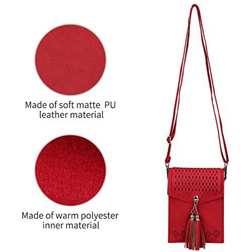 seOSTO Womens Small Crossbody Bag, Tassel Cell Phone Purse Holder Wallet - Image 2