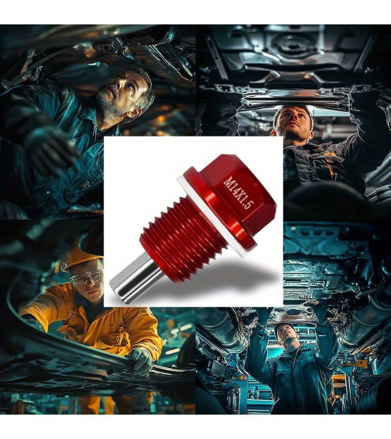 Red M14x1.5 Aluminum Oil Drain Screw Remover with Repair Kit for Ford Hyundai Kia - Image 2