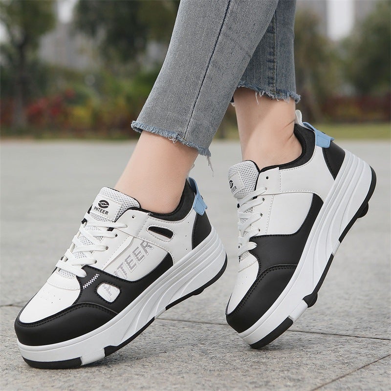 Pulley Heloon Shoes Roller Skates Four-Wheel Deformation Shoes Children And Teenagers Roller Skates Double-Row Roller Skates - Image 4