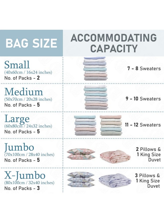 ABOUT SPACE Polypropylene 20 Pack Vacuum Bags for Travel with Hand Pump (3-X Jumbo/5 Jumbo/5 Large/5 Medium/2 Small) Airtight, Reusable SPACE Saver Compression Bags for Packing,Transparent - Image 3