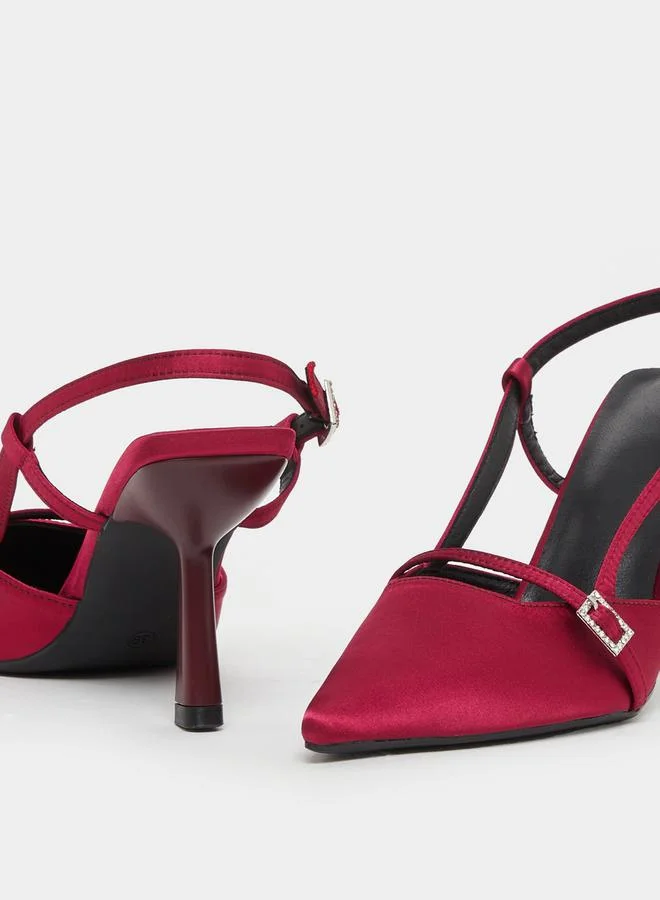 Take Two Embellished Buckle Detail Stiletto Heel Shoes