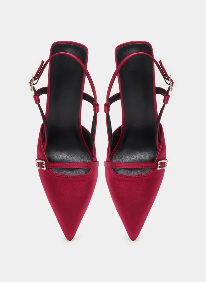 Take Two Embellished Buckle Detail Stiletto Heel Shoes