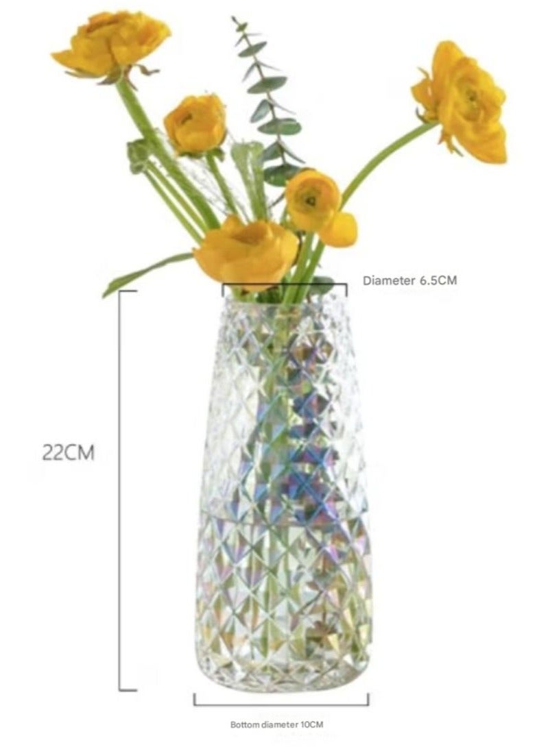 Jingke Glass Vase Simple Desktop Vase Living Room Decoration Ornaments 22cm - Image 1