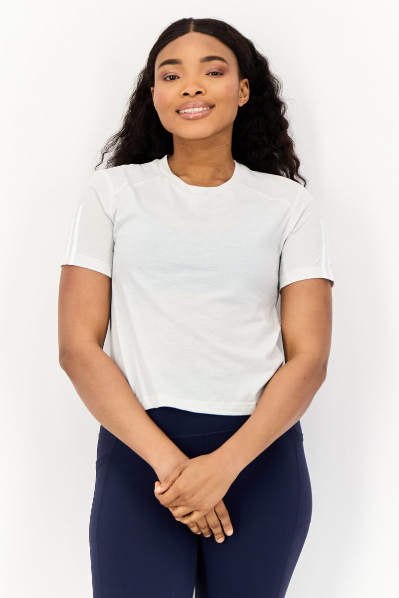Adidas Women Slim Fit Short Sleeve Training T-Shirt, Light Grey  - Image 1
