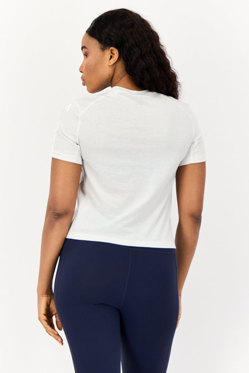 Adidas Women Slim Fit Short Sleeve Training T-Shirt, Light Grey  - Image 3