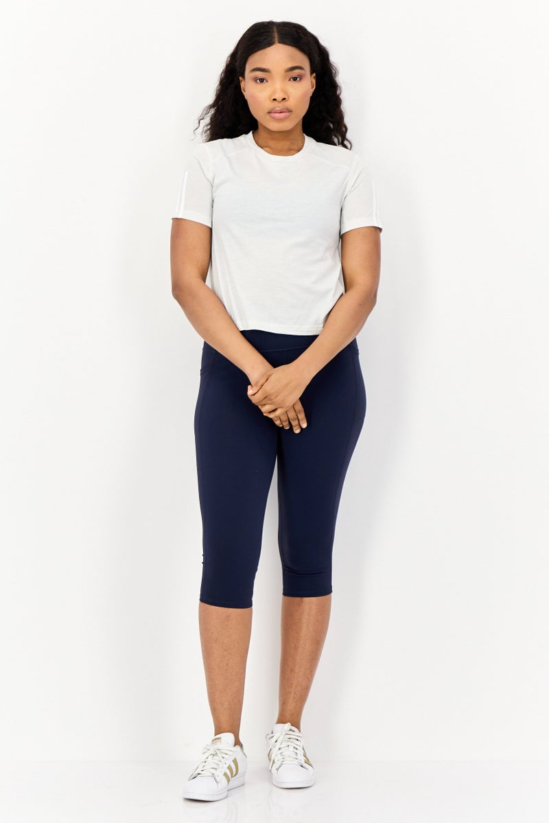 Adidas Women Slim Fit Short Sleeve Training T-Shirt, Light Grey  - Image 2