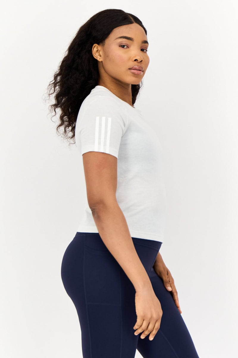 Adidas Women Slim Fit Short Sleeve Training T-Shirt, Light Grey  - Image 4