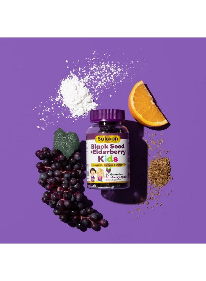 Sakoon nutrition Elderberry & Black Seed Oil Gummies for Kids, Immune Support, with Vitamin C and Zinc, Delicious Berry Flavor, 60 Gummies - Image 2