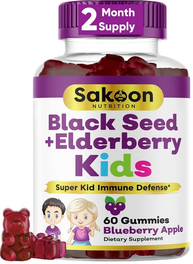 Sakoon nutrition Elderberry & Black Seed Oil Gummies for Kids, Immune Support, with Vitamin C and Zinc, Delicious Berry Flavor, 60 Gummies - Image 1