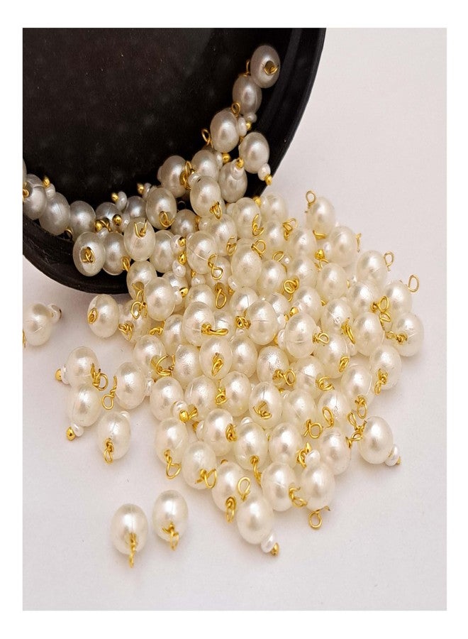 MERYCRAFT Acrylic Round Shape White Hanging Beads for Jewelry Making, Necklace, Earring, Bracelet, Dresses and Craft Work (Size: 5 MM, Pack of 25 Pieces) - Image 1