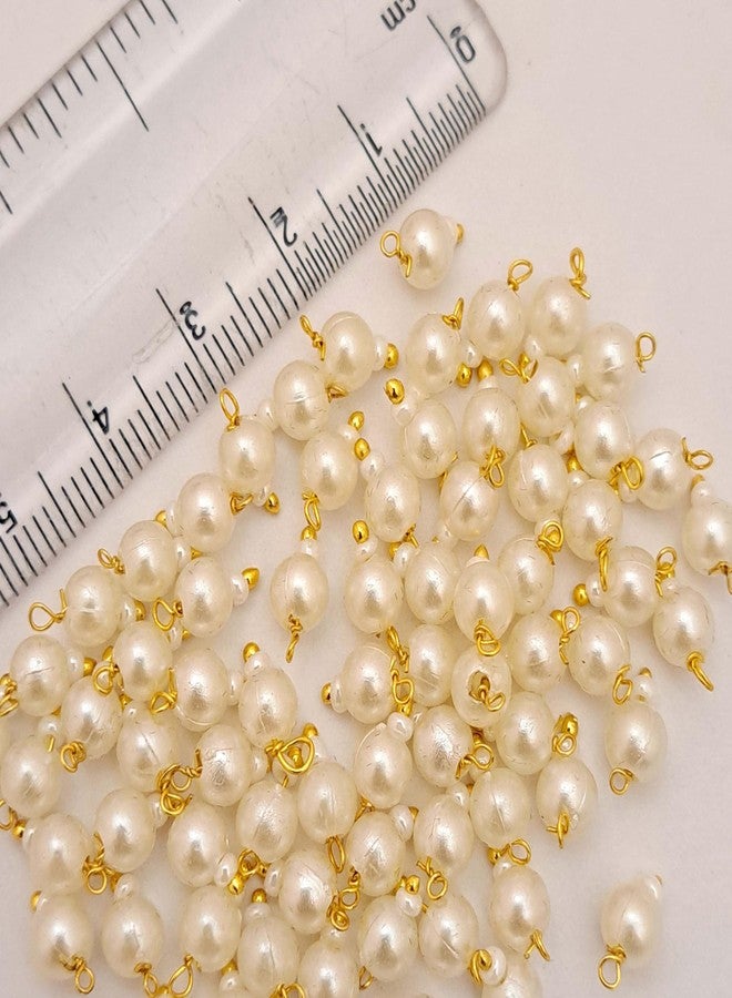 MERYCRAFT Acrylic Round Shape White Hanging Beads for Jewelry Making, Necklace, Earring, Bracelet, Dresses and Craft Work (Size: 5 MM, Pack of 25 Pieces) - Image 2