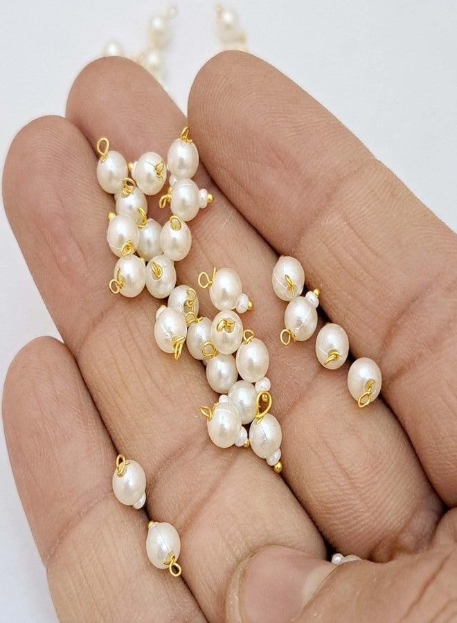 MERYCRAFT Acrylic Round Shape White Hanging Beads for Jewelry Making, Necklace, Earring, Bracelet, Dresses and Craft Work (Size: 5 MM, Pack of 25 Pieces) - Image 3