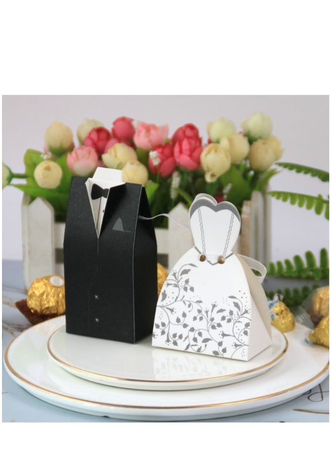 Generic 100Pcs Wedding Favor Boxes Small Wedding Party Favor Boxes Bride And Groom Candy Boxes For Bridal Shower Decorations Dress And Suit Favor Boxes （50Pcs Suit+50Pcs Wedding Dress）