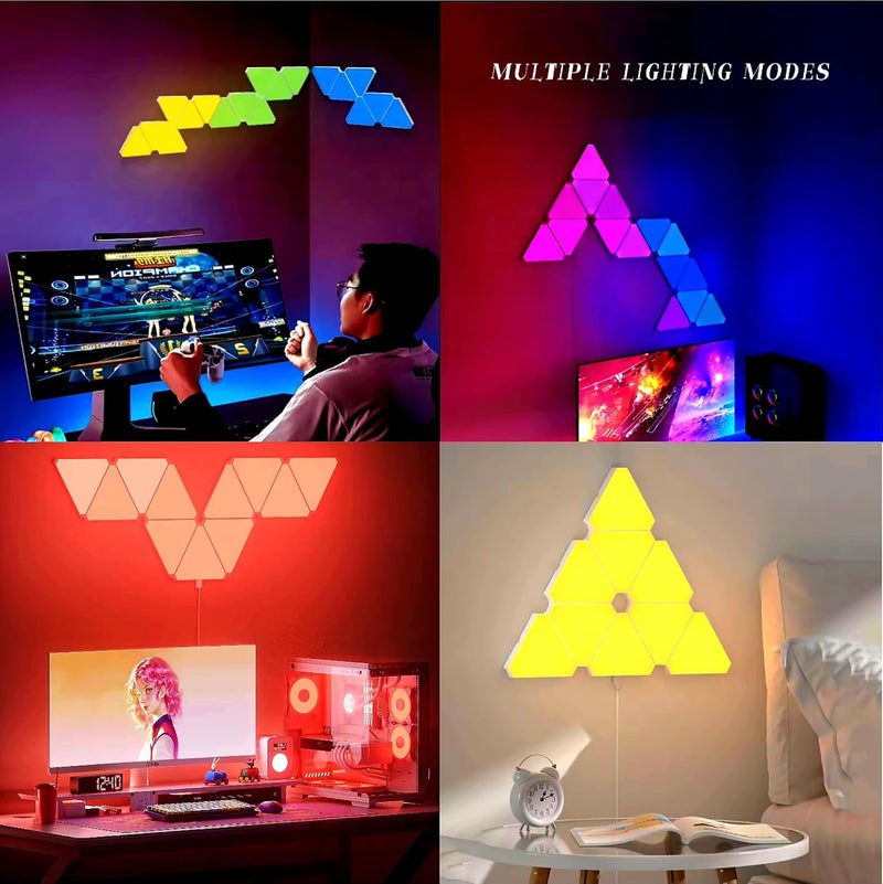 TEDTECH Modular RGB LED Triangle Wall Lights Touch Control Color Changing Panels for Home Gaming Setup Easy Installation Made in India Pack of 8 - Image 2