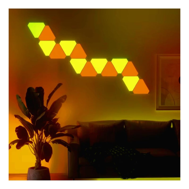 TEDTECH Modular RGB LED Triangle Wall Lights Touch Control Color Changing Panels for Home Gaming Setup Easy Installation Made in India Pack of 8 - Image 1