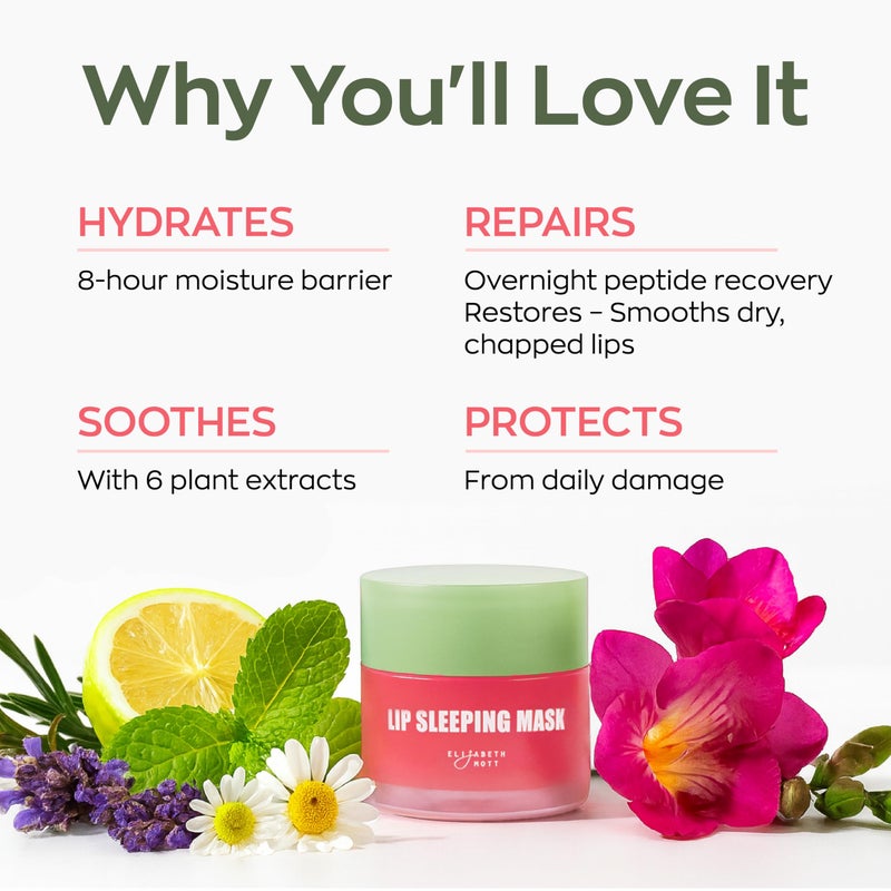 Elizabeth Mott Lip Sleeping Mask â€“ Overnight Treatment with Peptides to Repair, Hydrate & Restore Dry, Chapped, Cracked, Peeling Lips â€“ Moisturizing Collagen Balm to Soften, Smooth, Plump 0.71 oz - Image 5